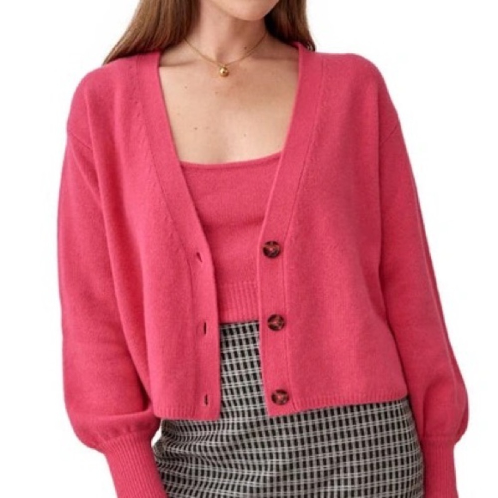 Reformation Varenne Recycled Cashmere Sweater 
& Cashmere Cardigan/Pink/Small